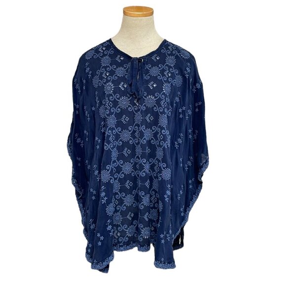 Johnny Was Lace Poncho Top Blue Size X Small XS - Picture 1 of 14